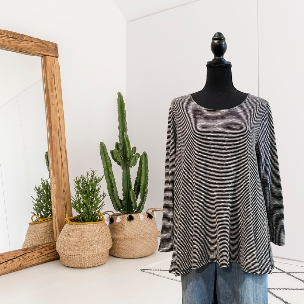 Puella Long Sleeve Striped Swing Top